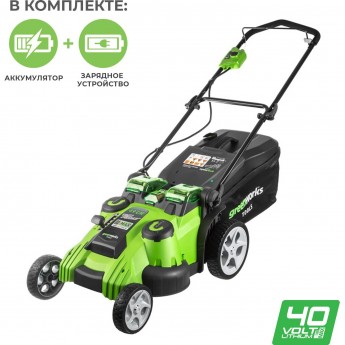 Газонокосилка GREENWORKS 40V (49 см) с АКБ 4 А/ч и ЗУ Газонокосилка GREENWORKS 40V (49 см) с АКБ 4 А/ч и ЗУ