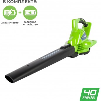 Воздуходув-пылесос аккумуляторный GREENWORKS 40V комплект с АКБ и ЗУ Воздуходув-пылесос аккумуляторный GREENWORKS 40V комплект с АКБ и ЗУ
