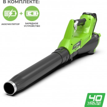 Воздуходувка аккумуляторная GREENWORKS 40V (G40AB2K) комплект с АКБ и ЗУ Воздуходувка аккумуляторная GREENWORKS 40V (G40AB2K) комплект с АКБ и ЗУ
